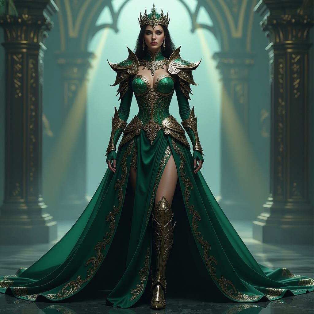 Fantasy Queen in Emerald Glass Armor