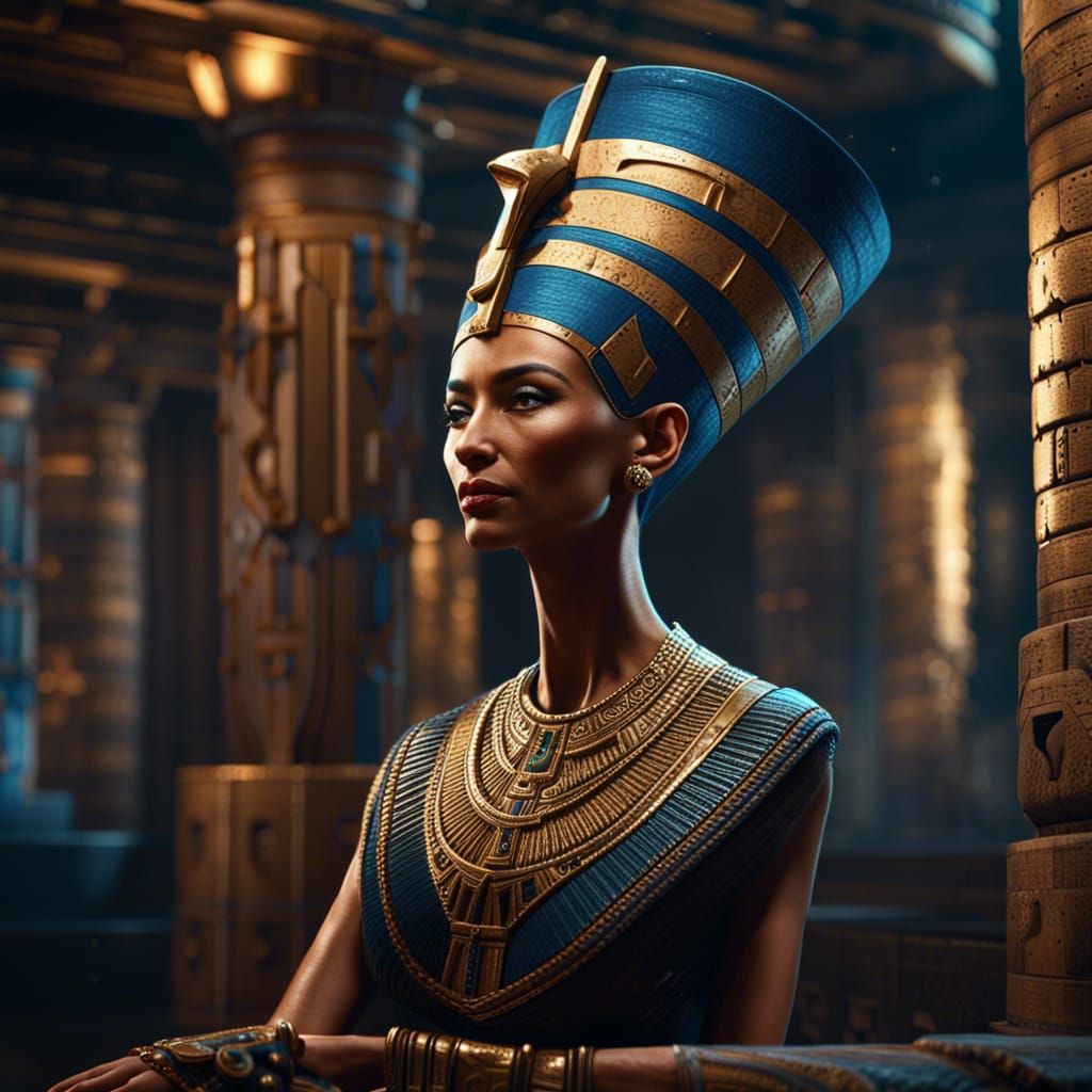 Detailed Matte Painting of Nefertiti in 8k