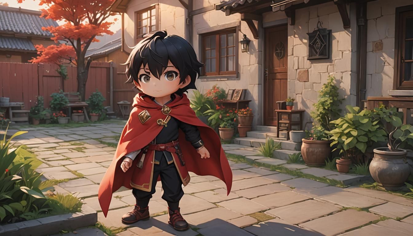 Anime 3D Render of Boy Superhero Waving