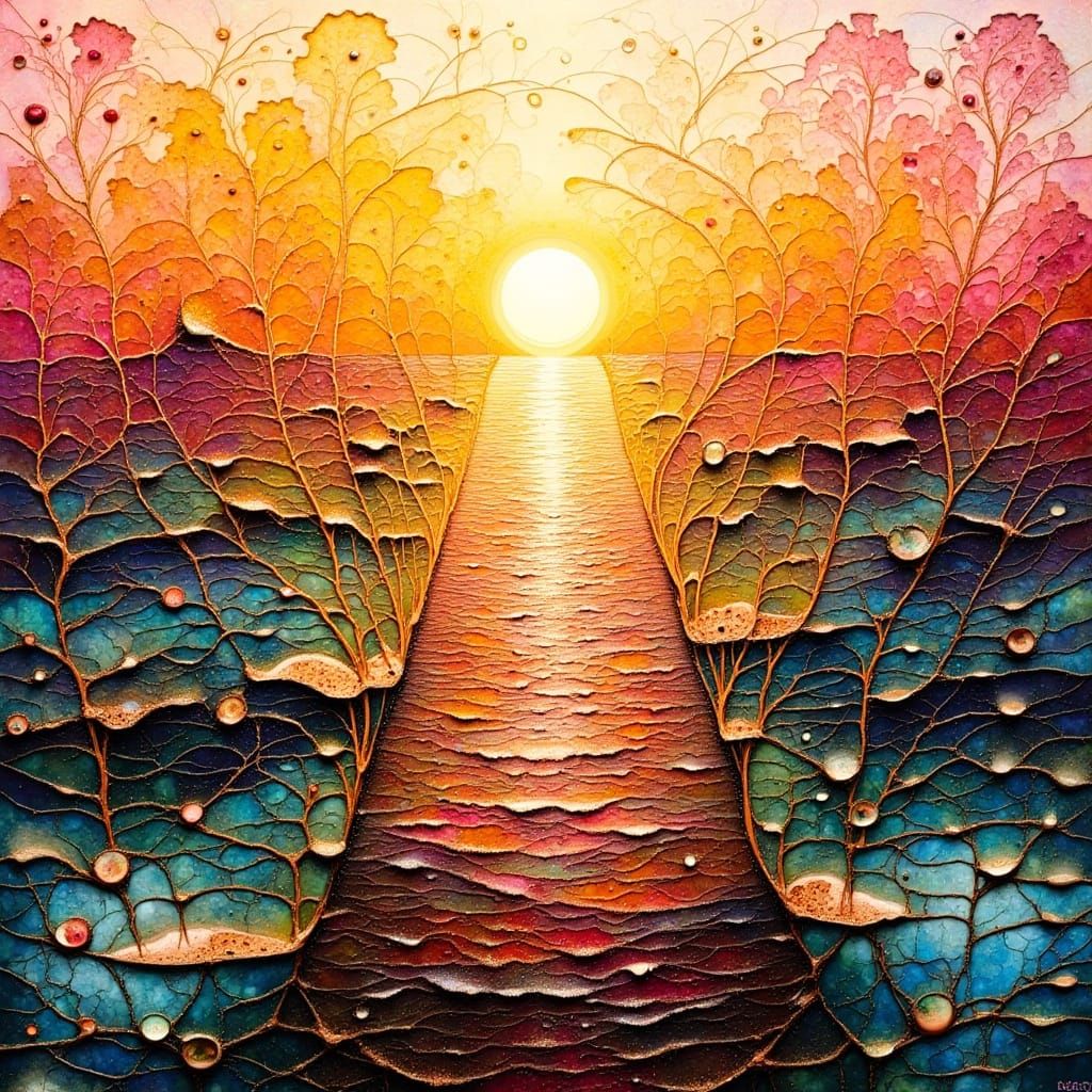 <lora:Intricacy Vibe:1.0> EXQUISITELY BEAUTIFUL FRACTAL DREAMSCAPE SUNSHINE SUN RAYS pinks creams tans khaki realistic a...