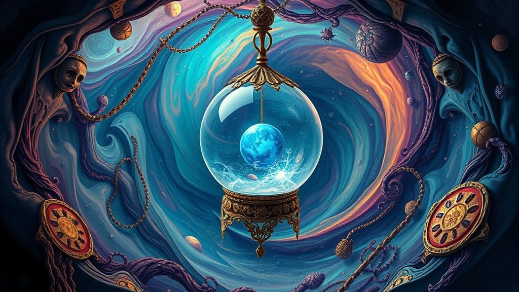 Whimsical Crystal Ball in a Dreamlike Realm of Grimm Faerie ...