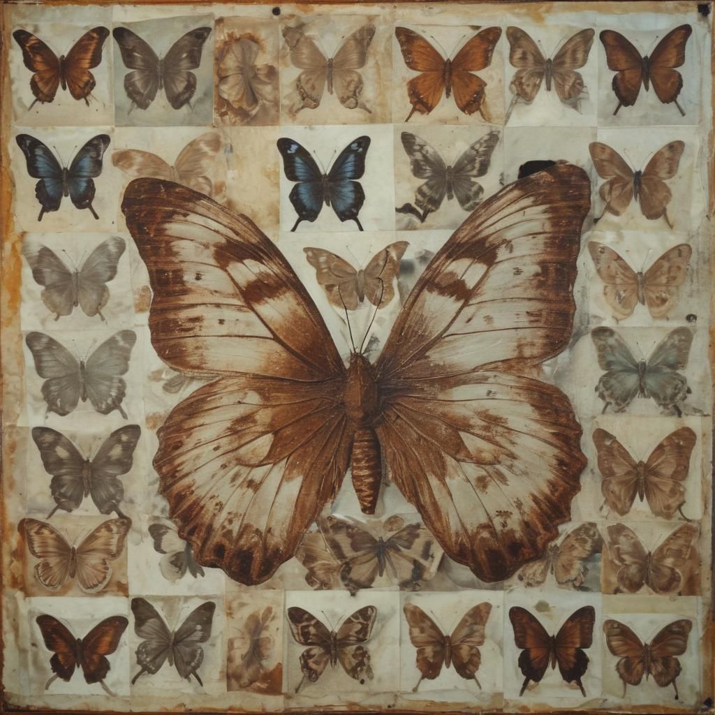 Butterfly Collector in Urban Glitch Art Style