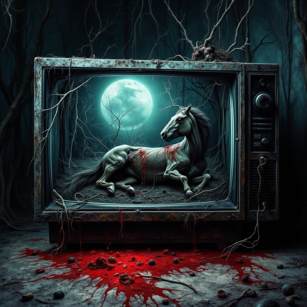 Analog Horror: Bleeding Horse Behind Broken TV