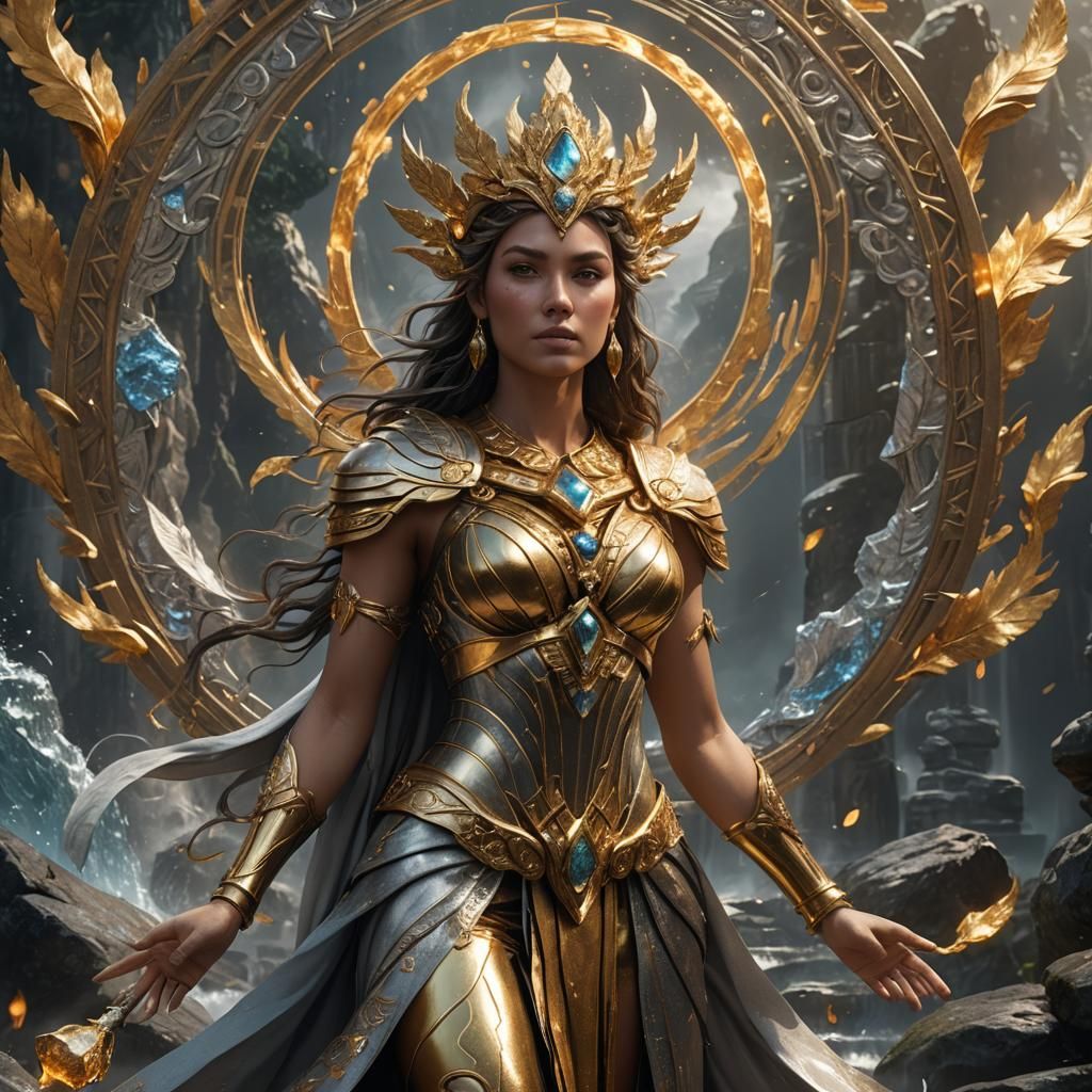 Elemental Goddess in Gold and Silver: Fantasy Art