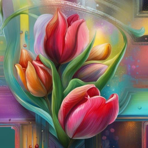 Baby Dragon in Tulip Graffiti Art