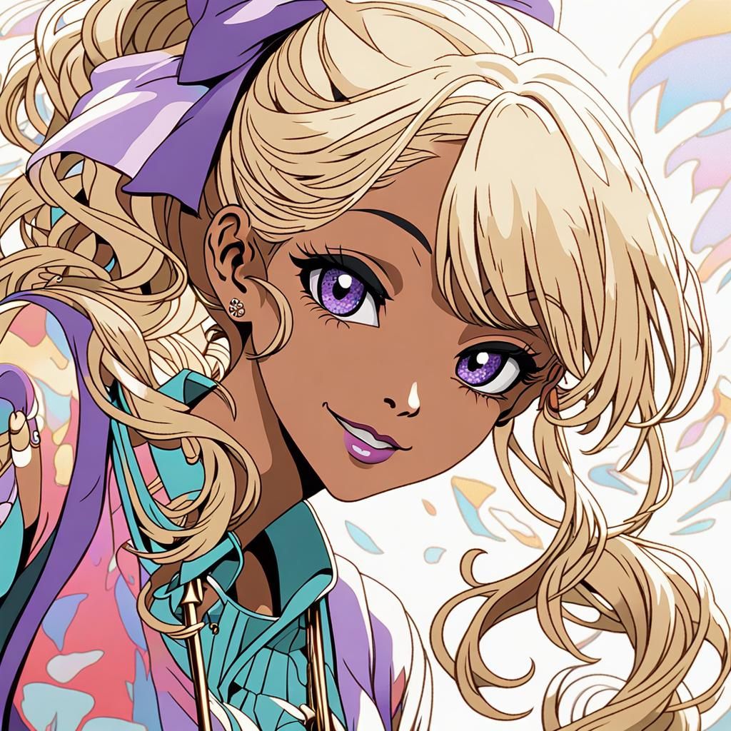 Beautiful Anime Girl Portrait in Cel-Shaded Style