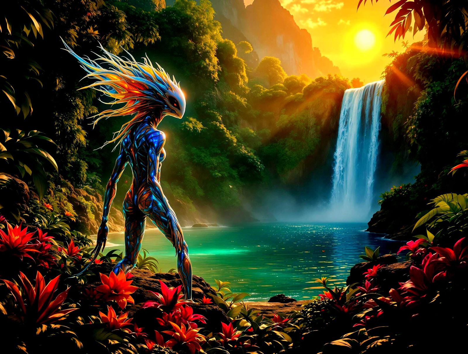 Exotic Alien World Unveiled in Lush Jungle Landscape