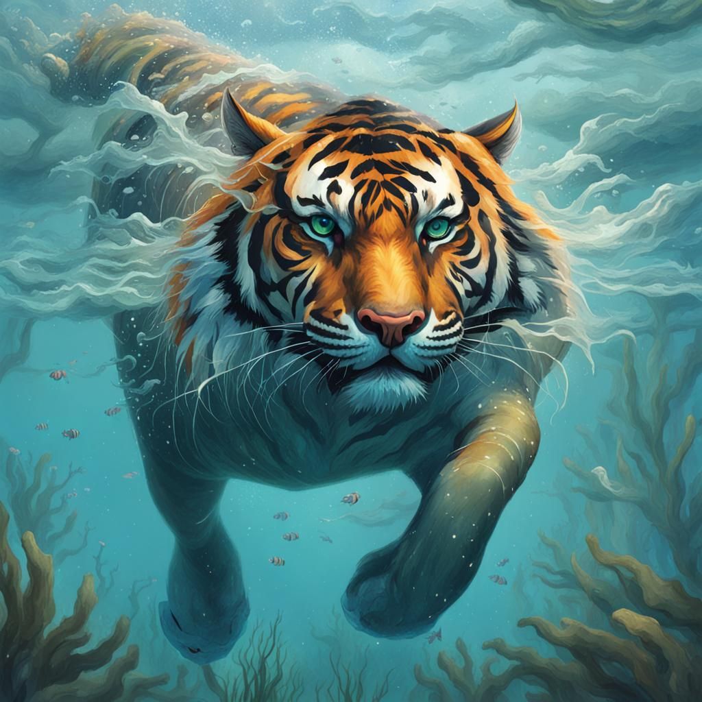 Aquatic Tiger: An AI Interpretation