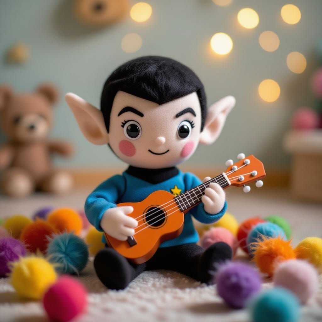Spock Toy with Ukulele in Kawaii Style