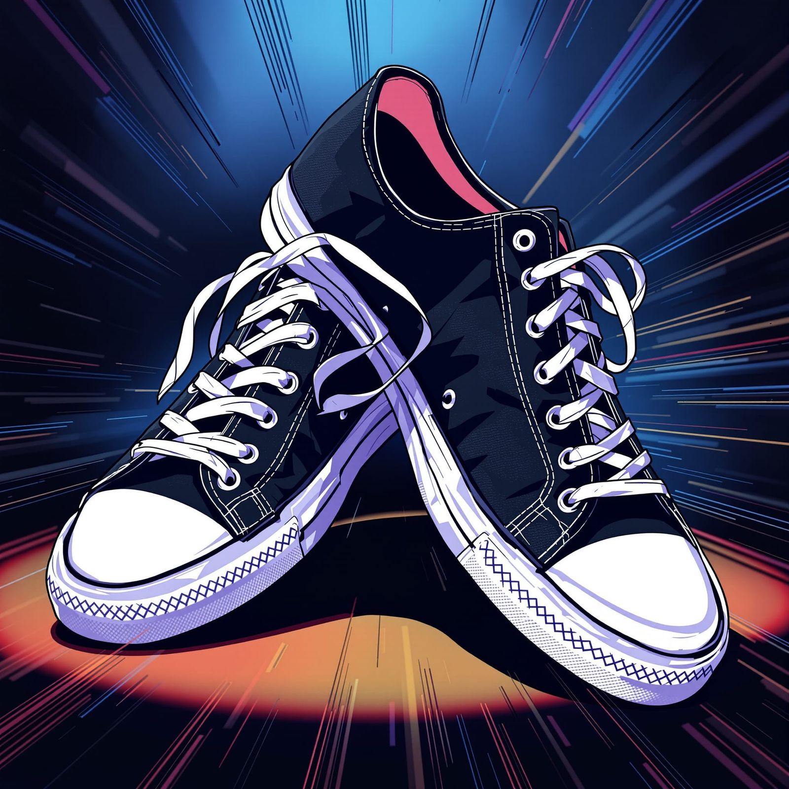 Anime Style Black Canvas Sneakers with Dynamic Lighting