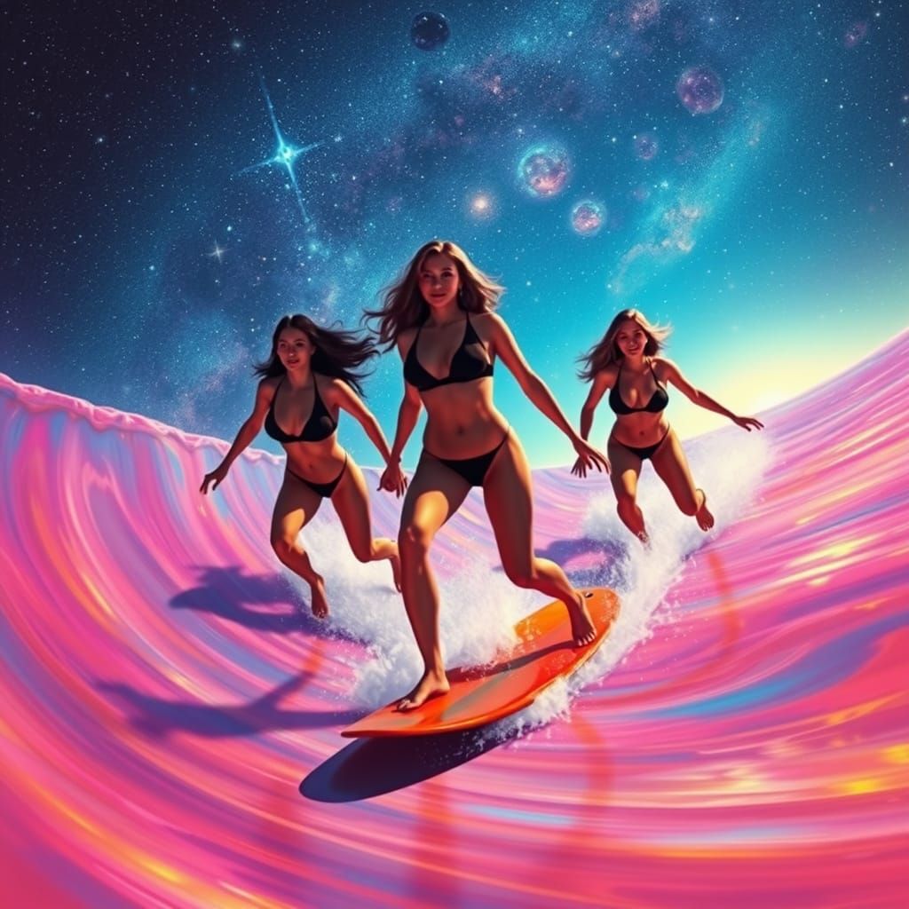 Galactic Goddesses Ride Cosmic Waves