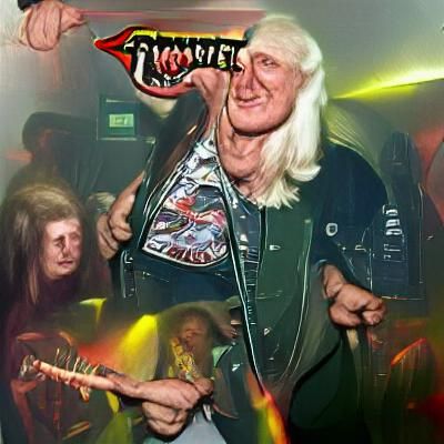 Jimmy Savile Shreds: AI-Generated Thrash Metal Image