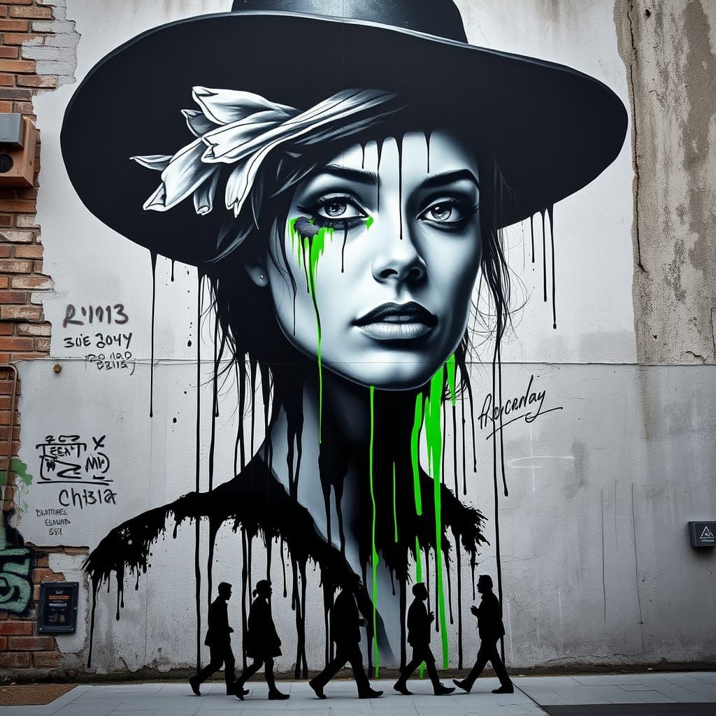 Portrait of a woman on a wall