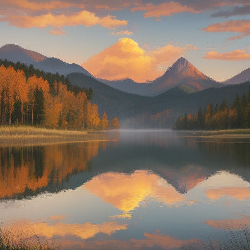 Golden Sunset over a Serene Lake Landscape