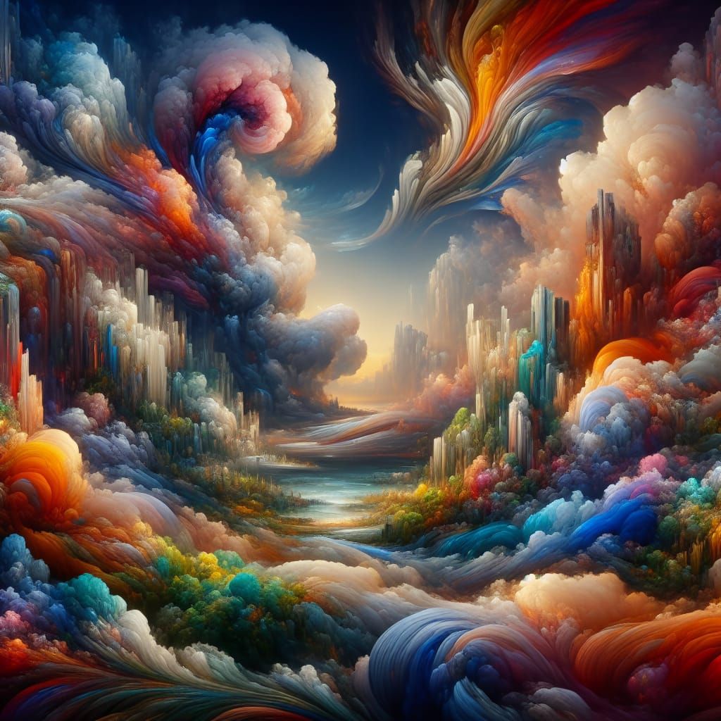 Surreal Fantasy Landscape in Vibrant Colors and High-Resolut...