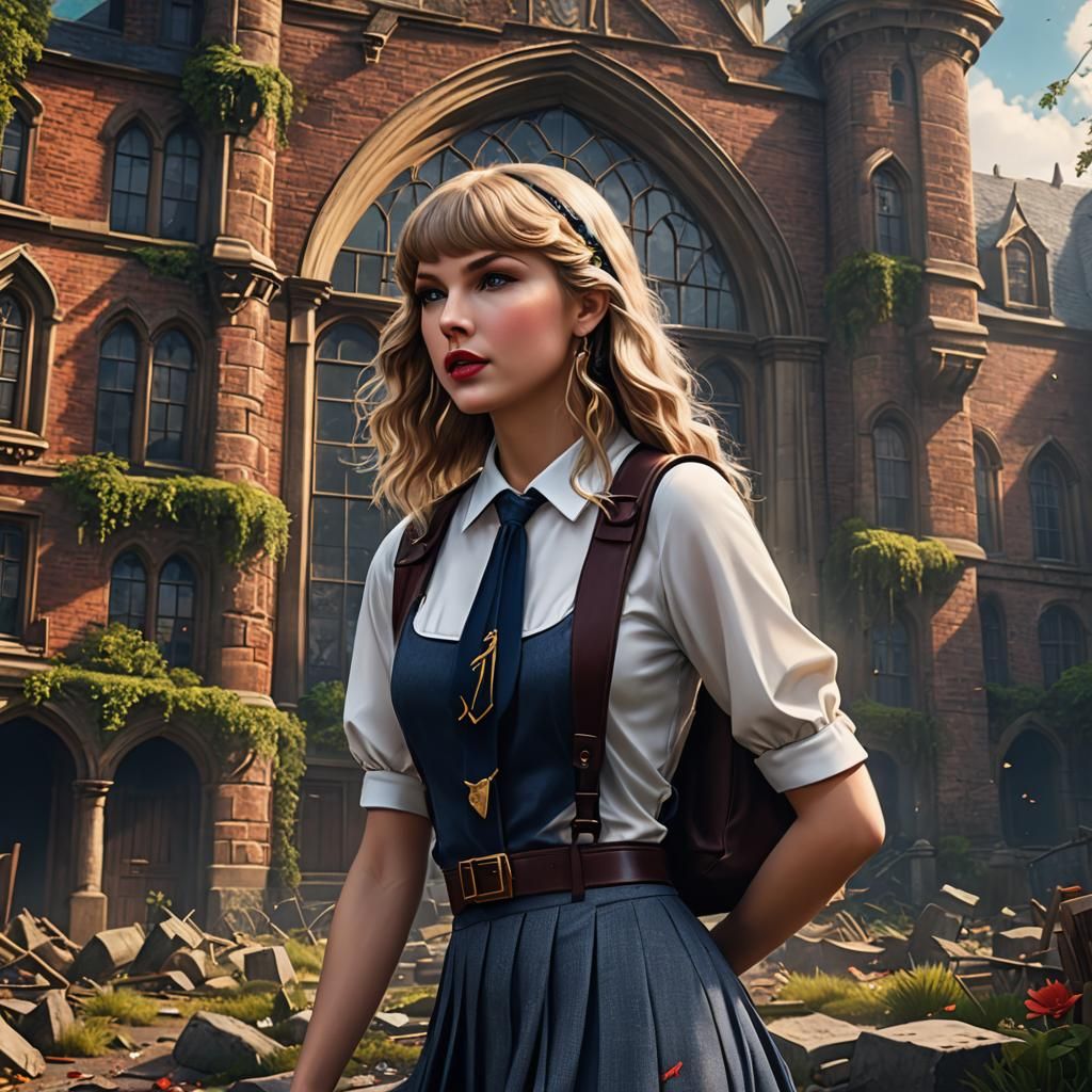 Taylor Swift as Schoolgirl: Detailed Matte Painting