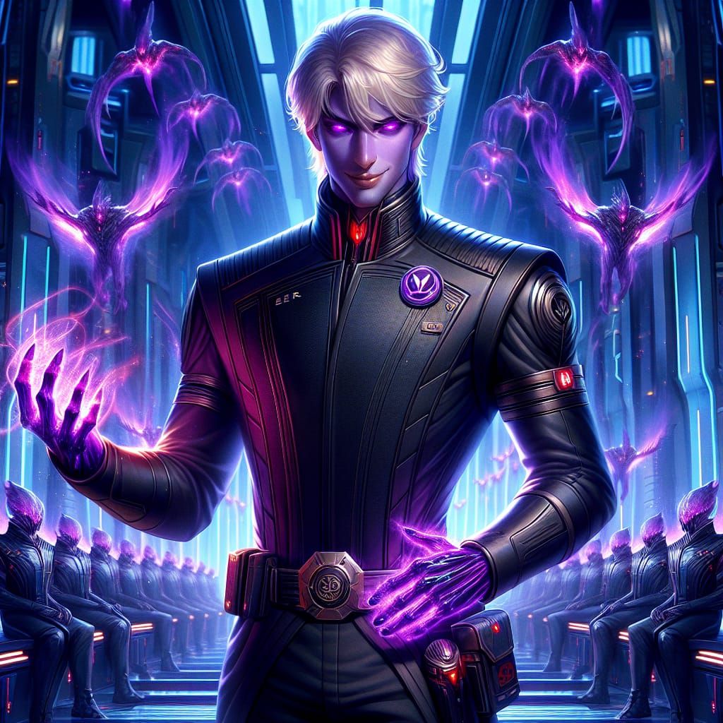 Mysterious Vice Admiral in Futuristic Starship Uniform