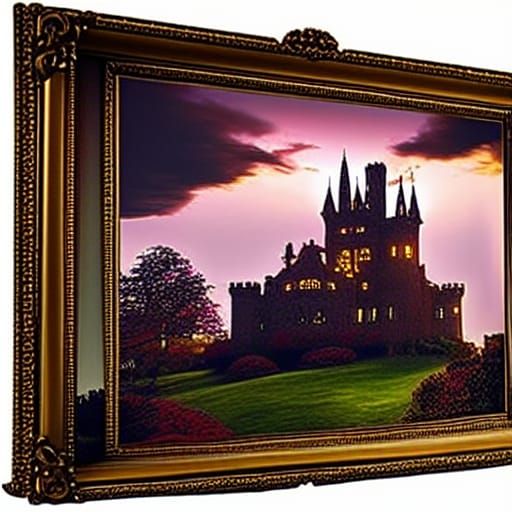 Victorian Dark Castle on Hill: Gothic Fantasy
