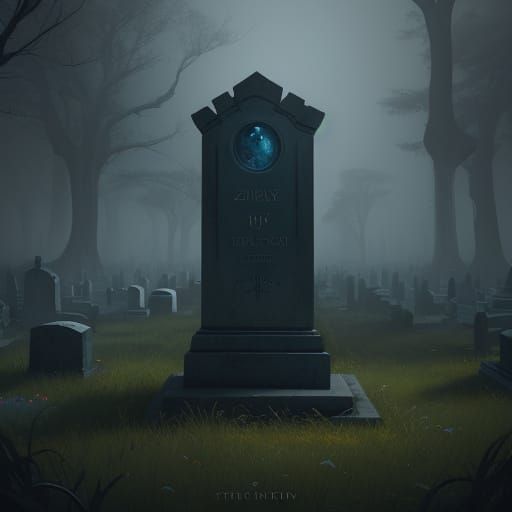 Ethereal Ghost Amidst Vibrant Cemetery