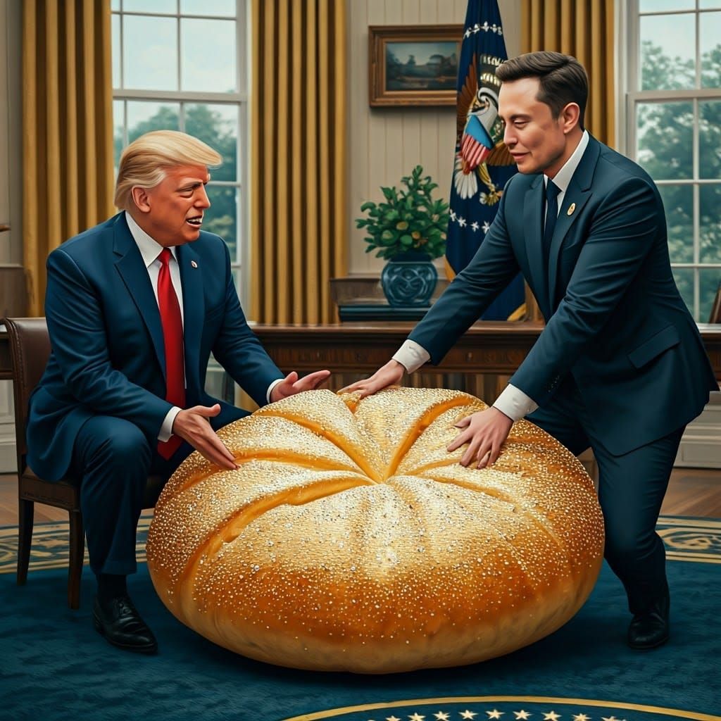 Trump and Musk Play with Golden Toy in Oval Office