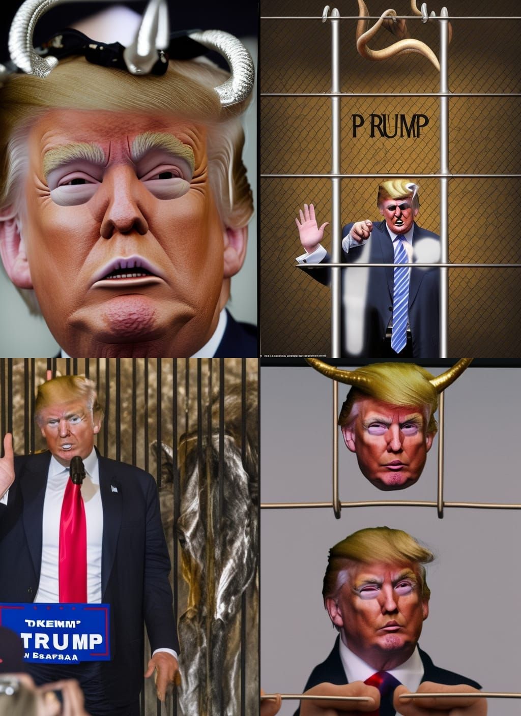 Donald Trump with Horns Behind Bars