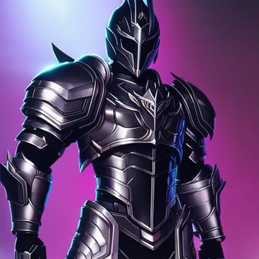 Obsidian Armored Suit with Pink Crystal, Anime Portrait