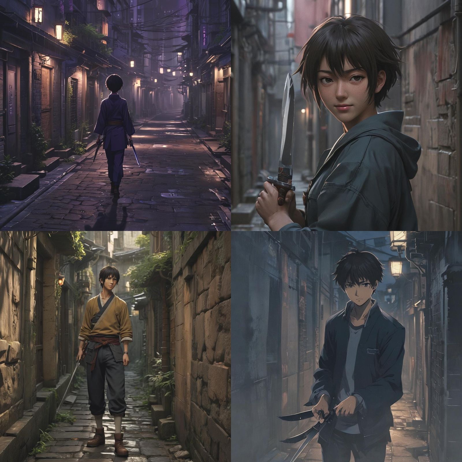 Darkly Cute Assassin in Anime Style