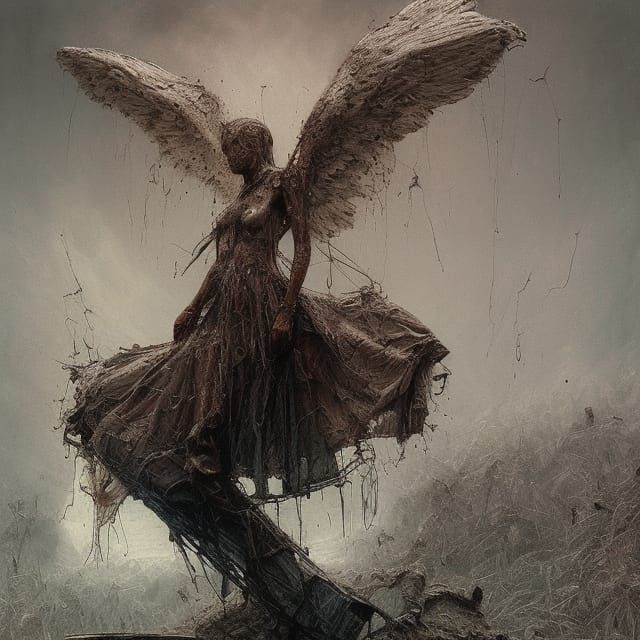 Hyperdetailed Fallen Angel Digital Illustration