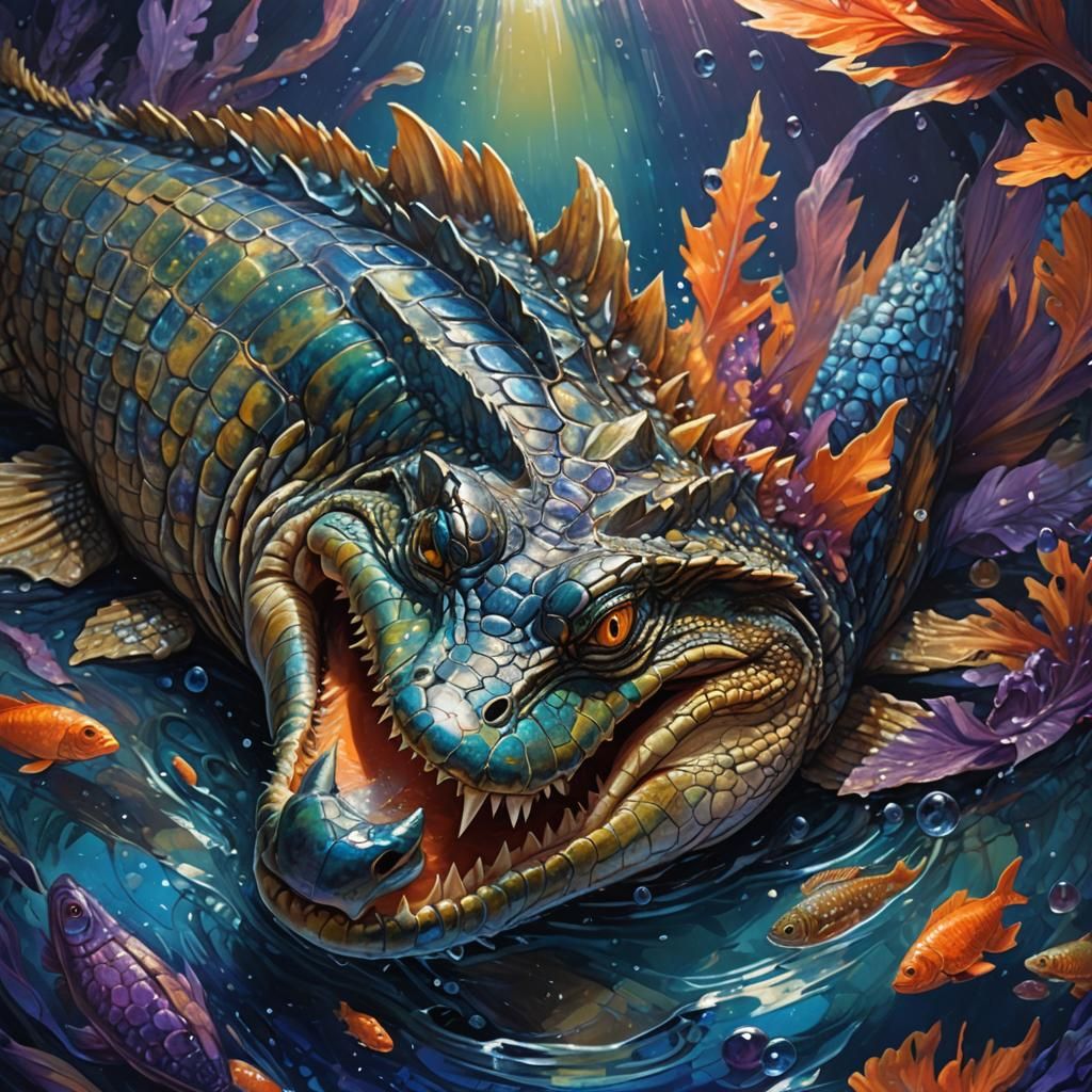 Crocodile Inside Tilapia Fish: Fantastical Concept Art