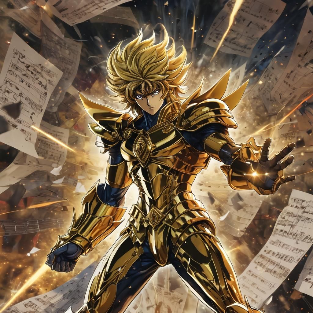 Saint Seiya Plays Music: Anime Style Digital Painting
