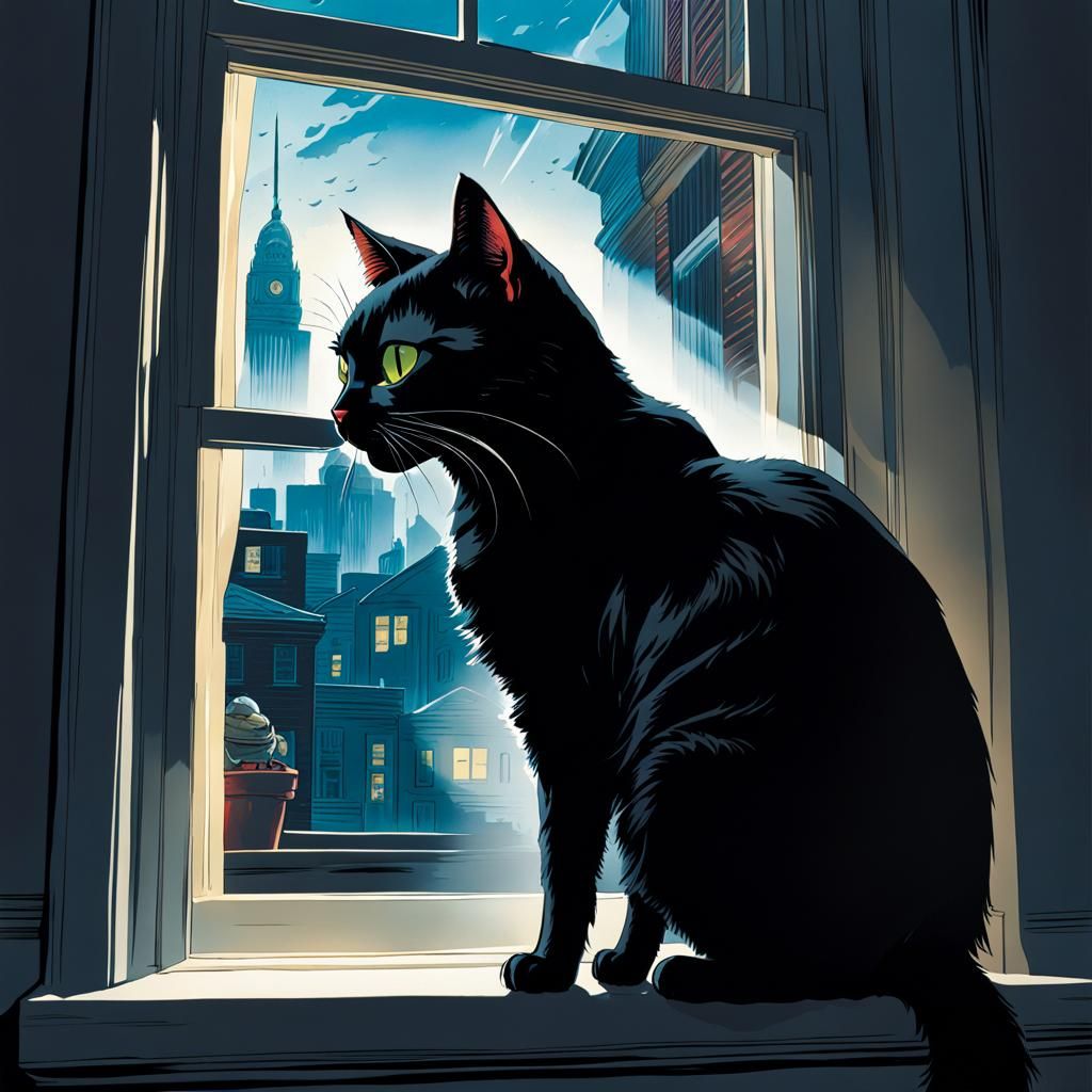 Black Cat's 2024 Comic Book Illustration