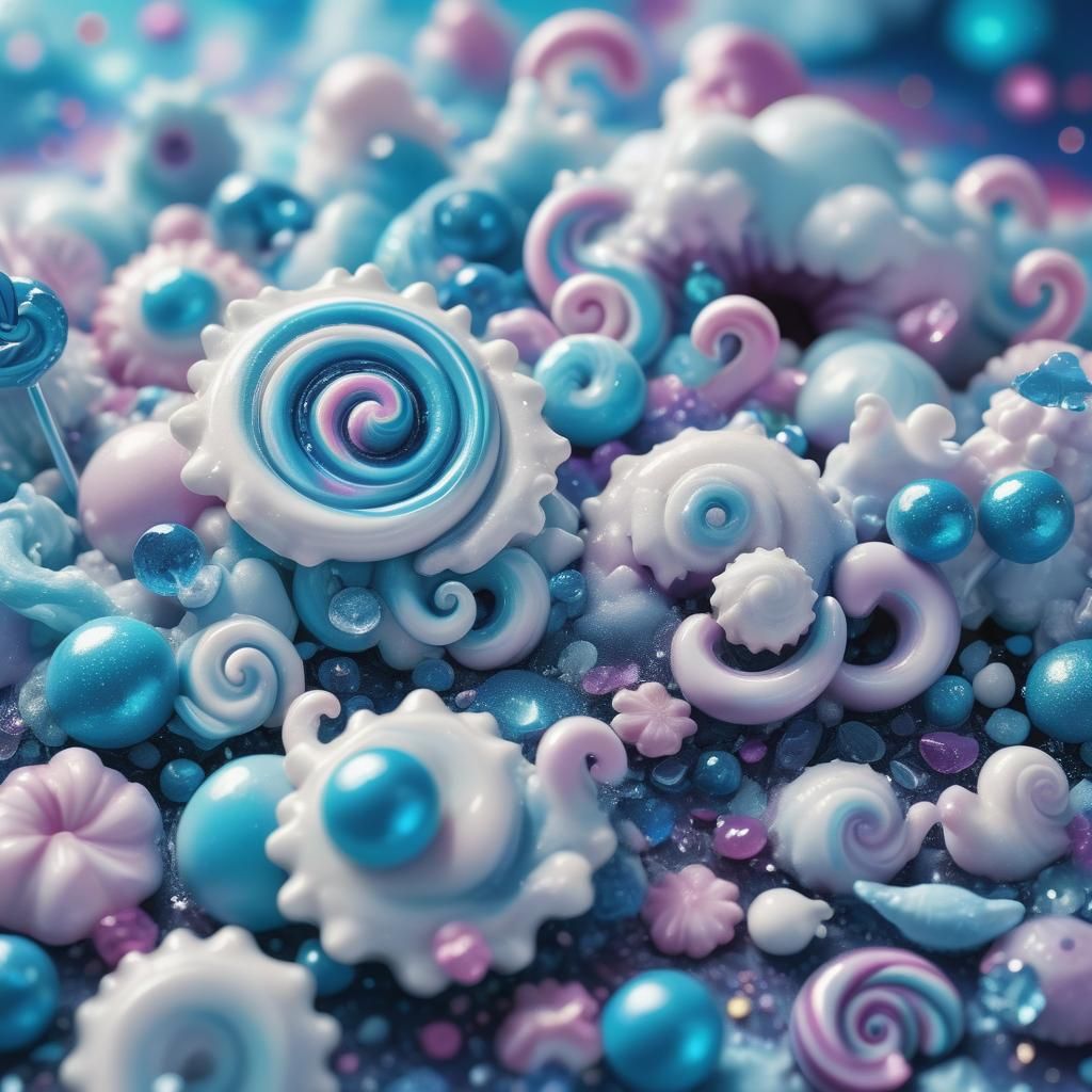 Fantastical Blue Candy World in Pixar Style
