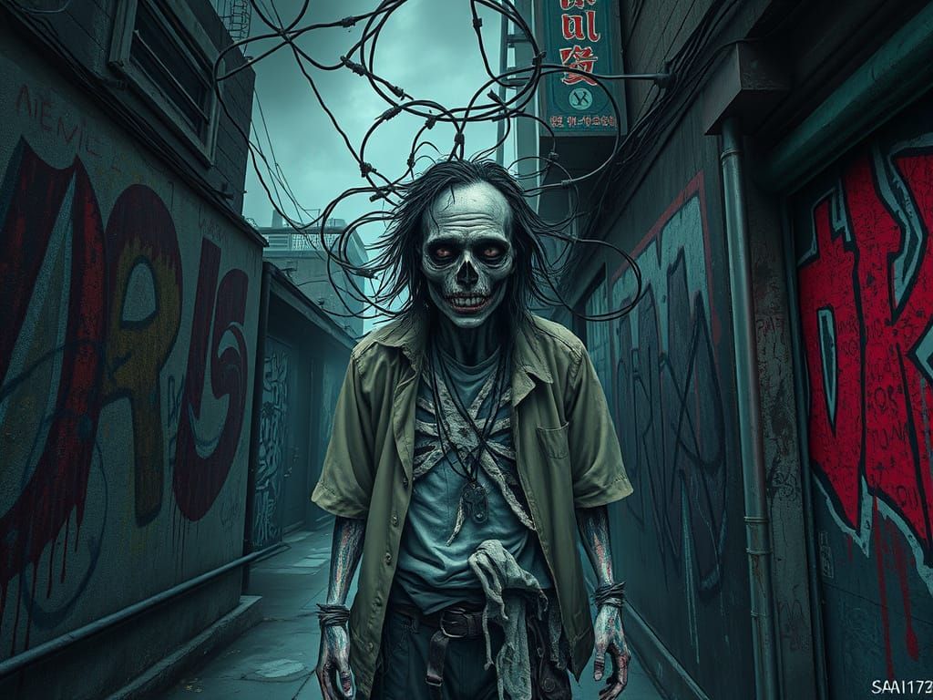 Eerie Urban Transformation in Junji Ito Graffiti Style