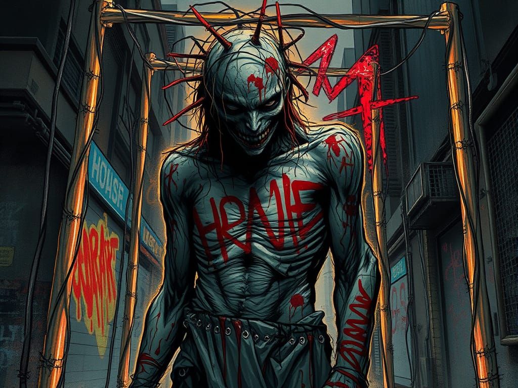 Twisted Graffiti Figure in Horror Manga Style