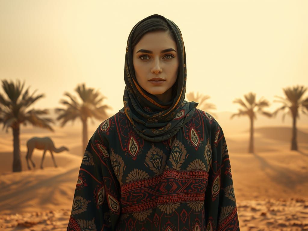Desert Oasis: Arab Maiden in Silk Robes