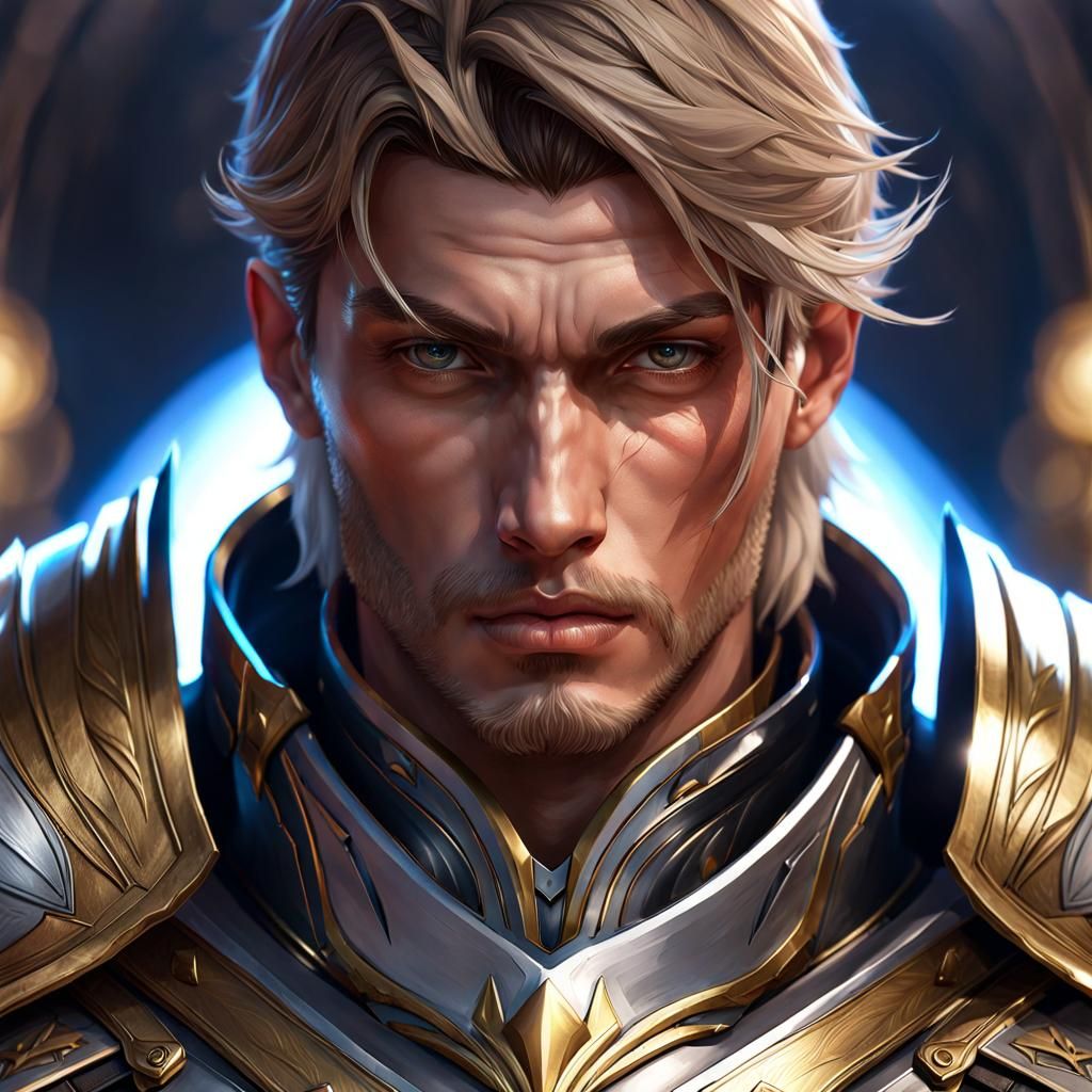 Angelic Knight Warrior Portrait in Hyperdetailed Style