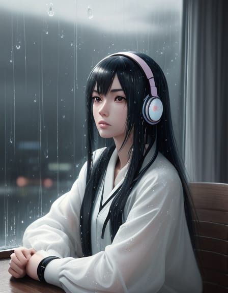 Anime Portrait in Soft Pastel Colors with Melancholic Mood