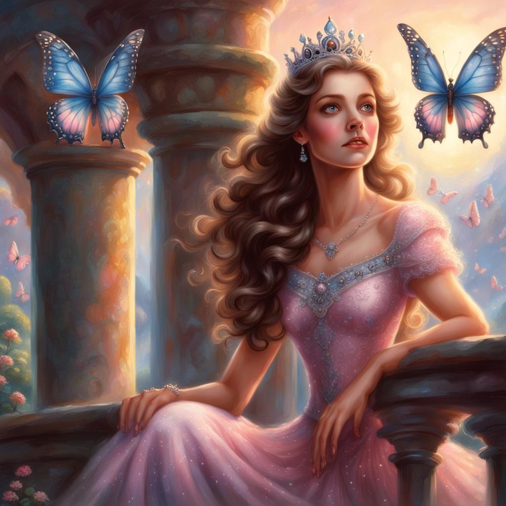 Princess on Balcony in Ethereal Fantasy Style