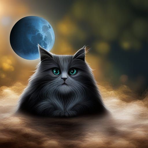 Black Cat and Witch in Forest: Digital Matte Painting