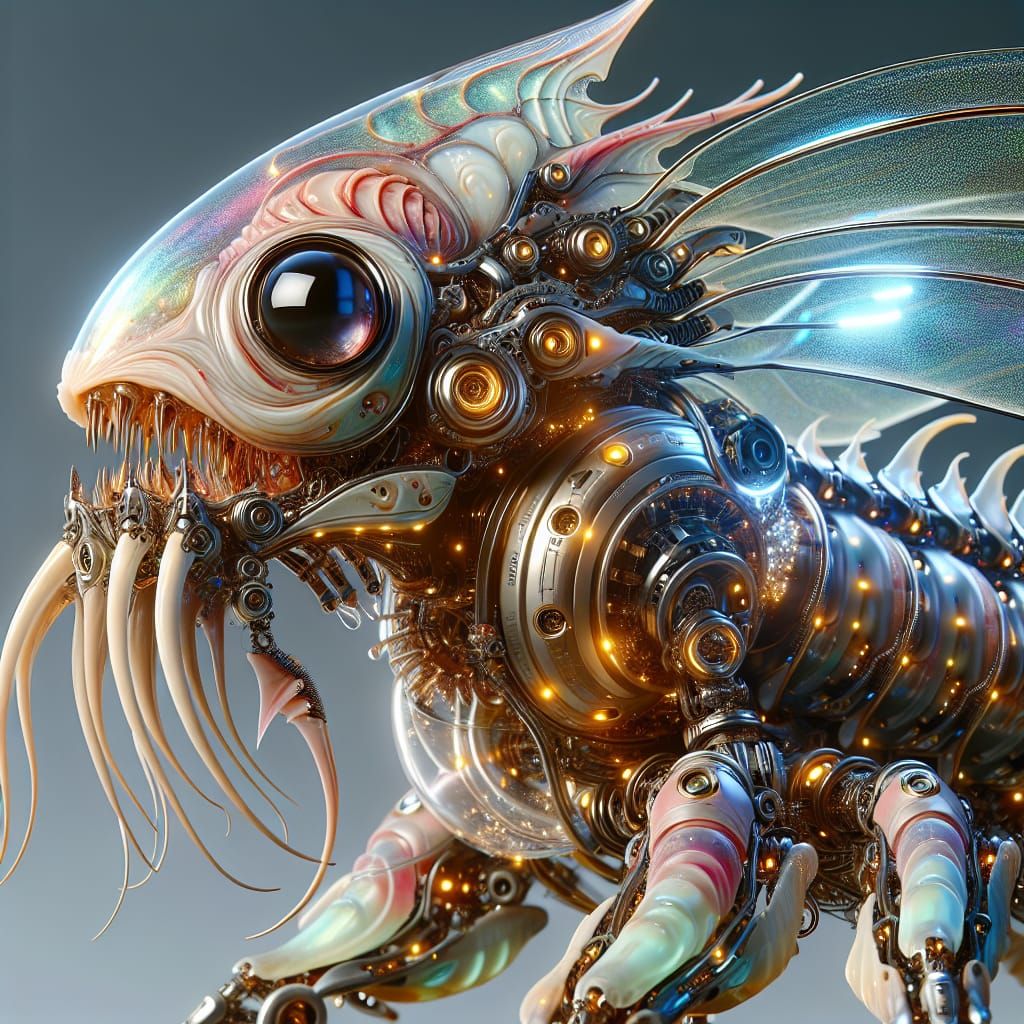 Steampunk Cyborg Nautilus Dragon Hybrid in Ocean