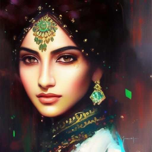 Dunyazad of Arabian Nights: Graffiti Art Portrait