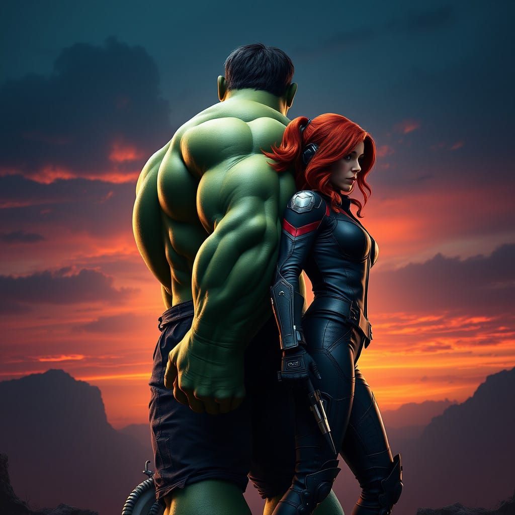Heroic Avengers Stand Tall in a Fantastical Sunset