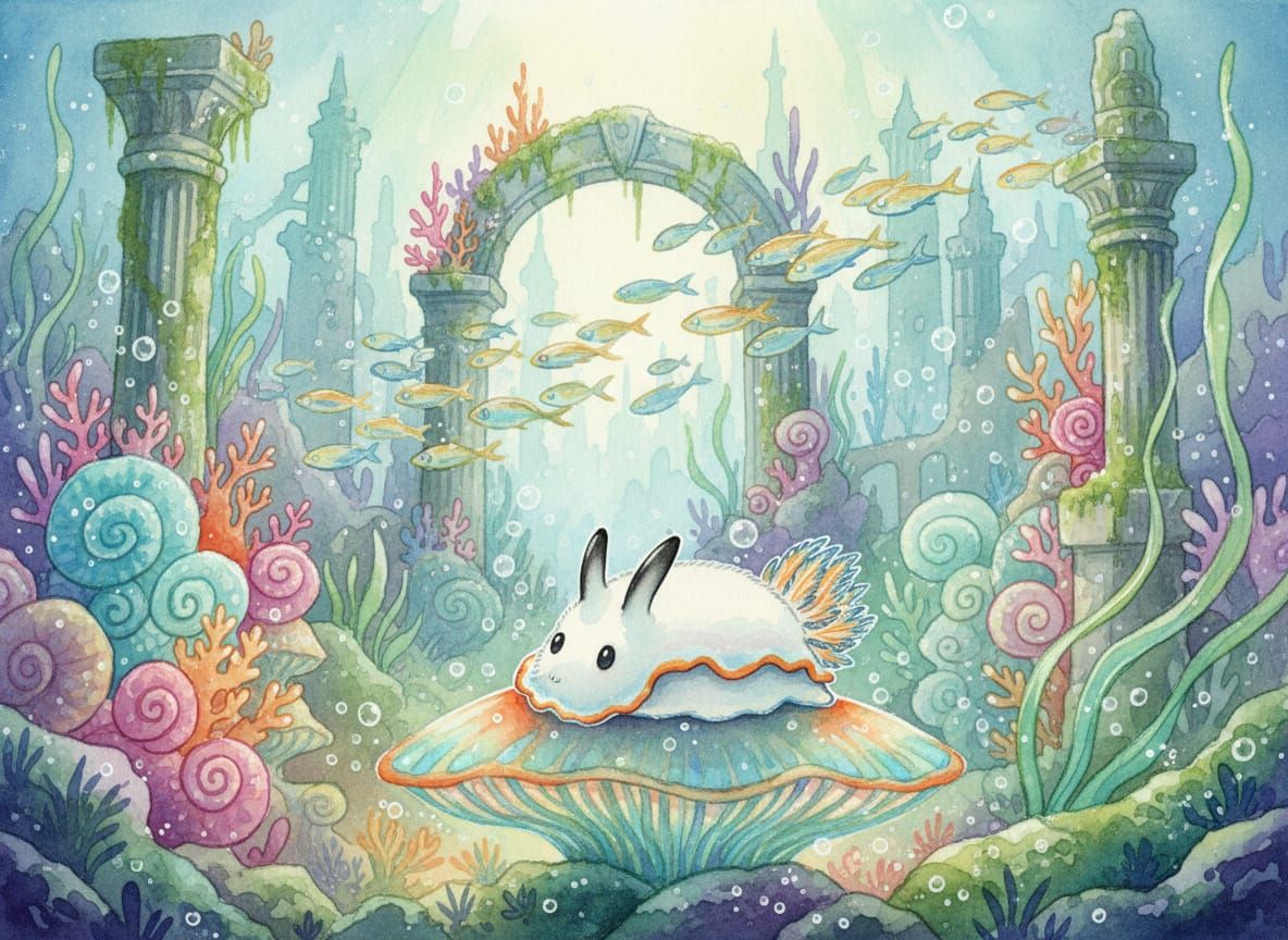 Sea Bunny in Bioluminescent Underwater City