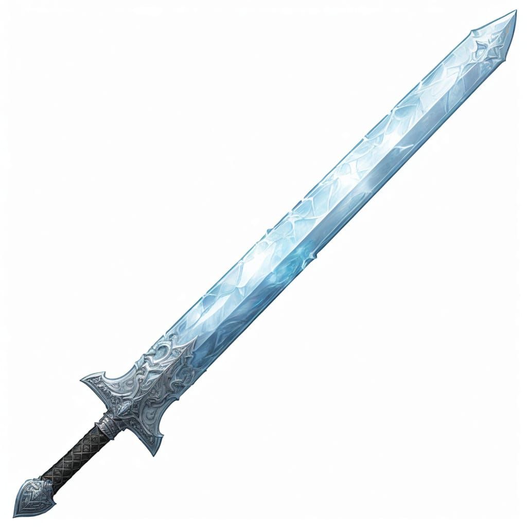 Ice Sword Illustration in Fantasy Art Style