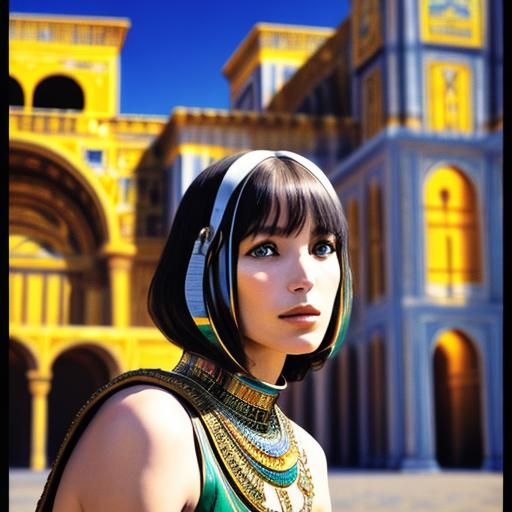 Cleopatra Portrait with Tiffany Glass Elements