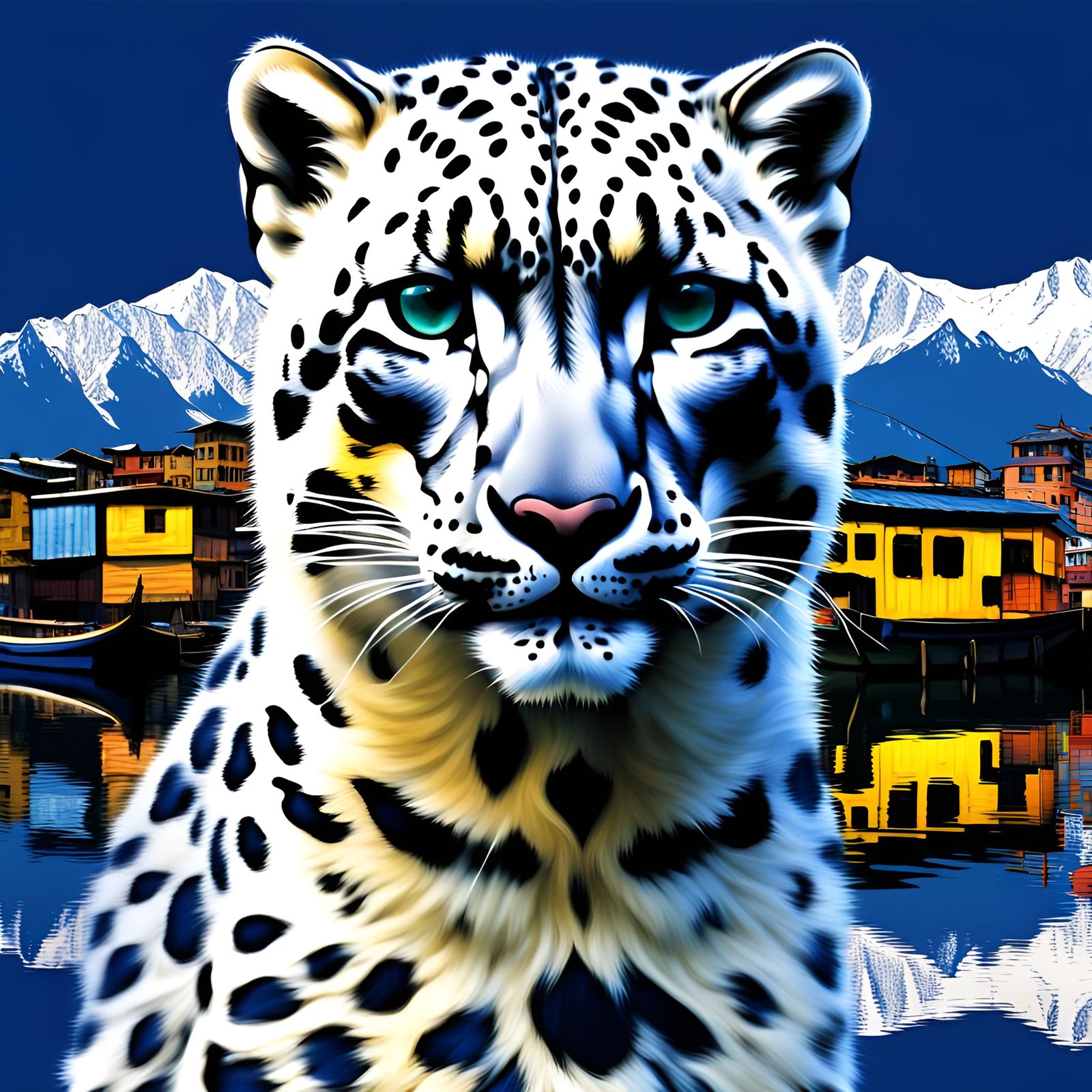 Kashmiri Snow Leopard in a Dark Fantasy Style