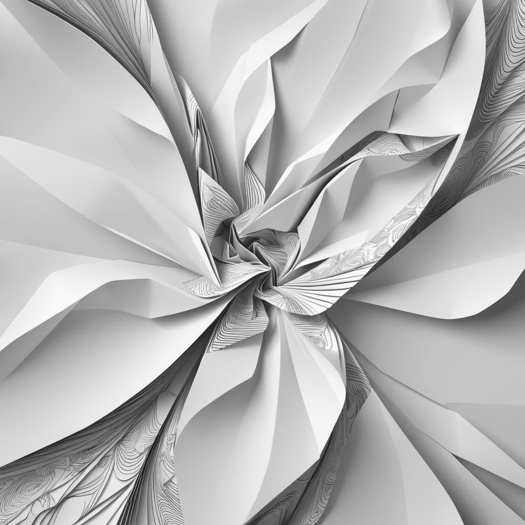 Detailed Origami Paper Folds with Abstract Design