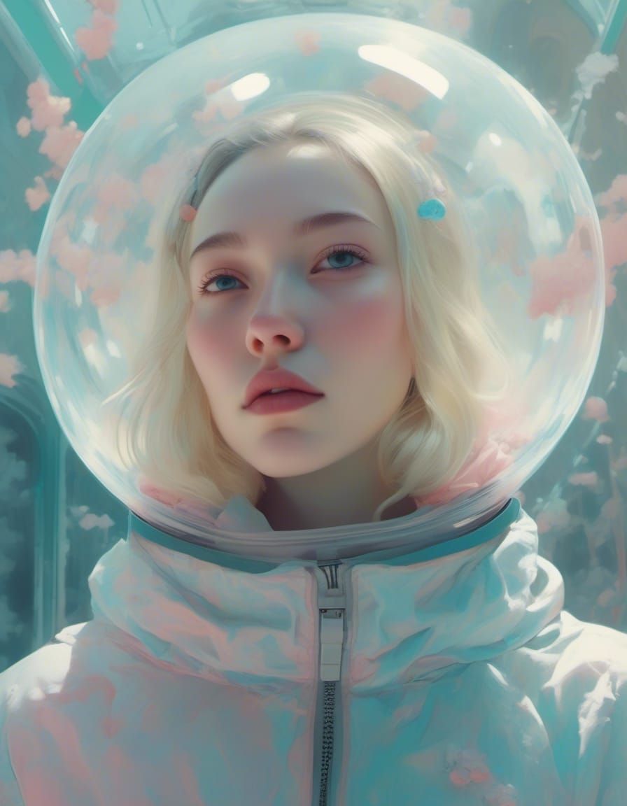 Cryo-Beauty-Sleep in Sci-Fi Cocoon, Hyperrealistic Art