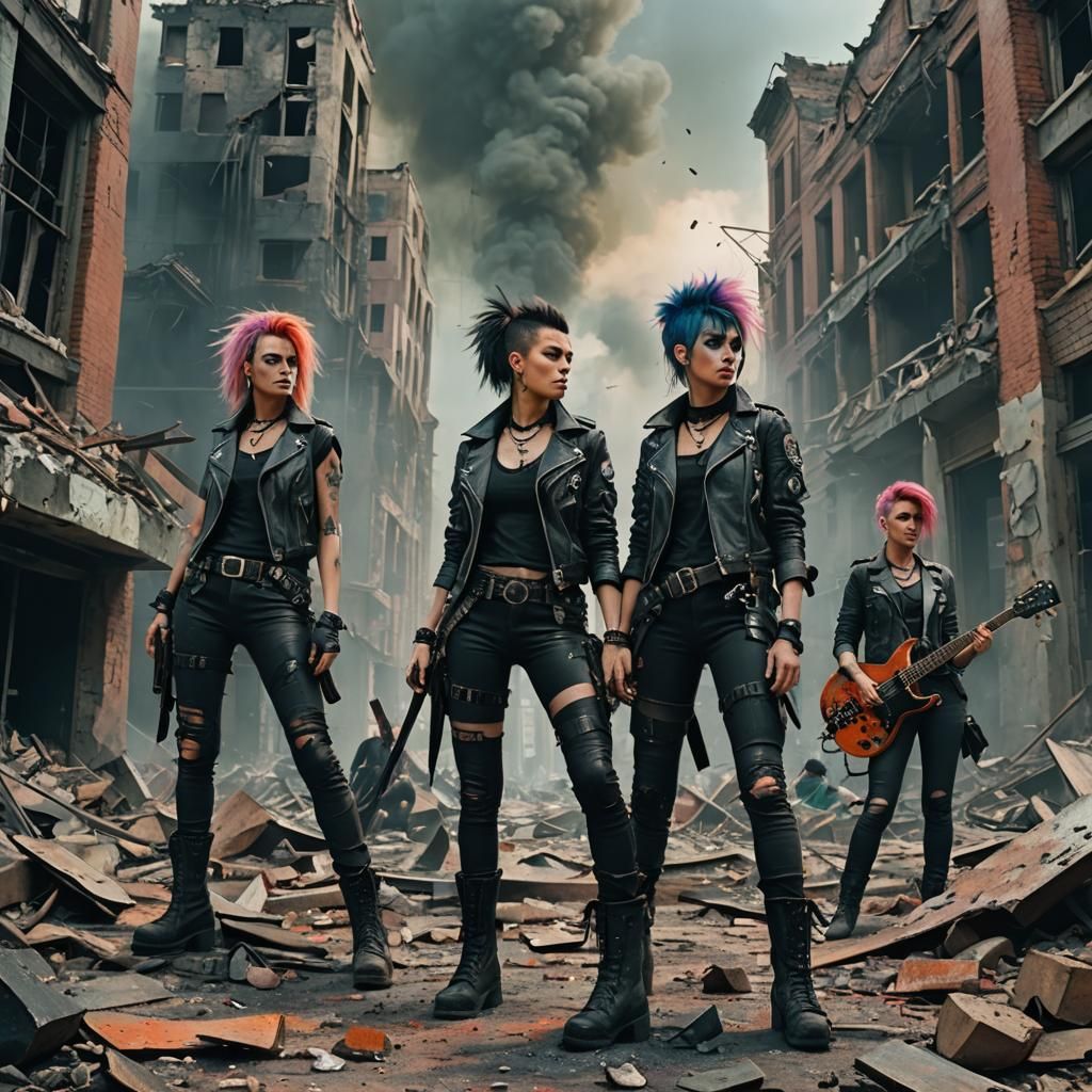 Punk Rock Women in Destroyed City, Concept Art