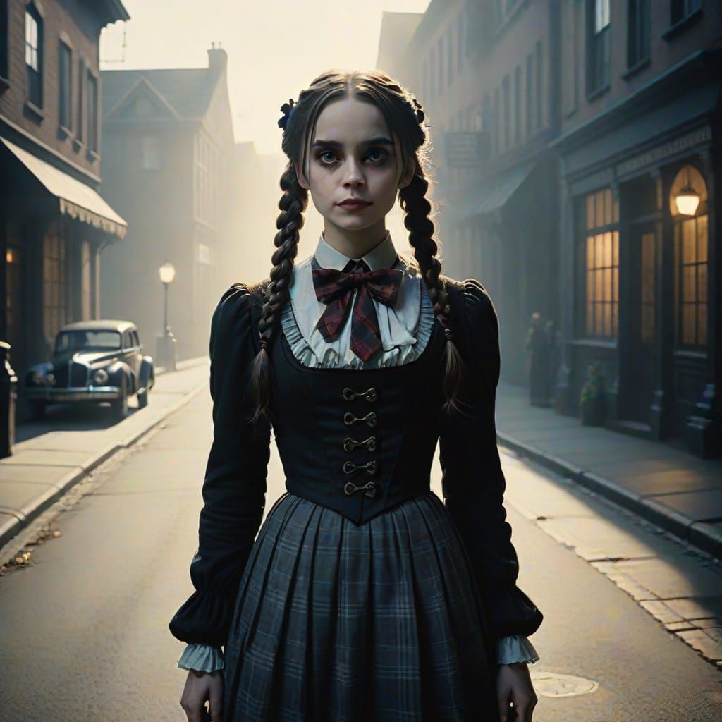 Elegant Gothic Lady in Victorian Splendor